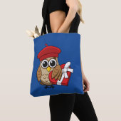 Kute Owl met Red Beret en Heart Box Tote Bag (Dichtbij)