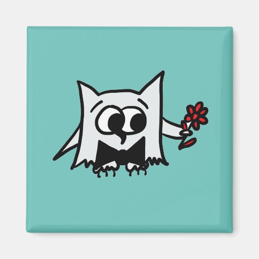 Kute Owl met ventilator op Blauwgroen magneet (Voorkant)