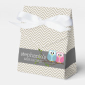 Kute Owl op Branch Baby Girl of Boy Shower Bedankdoosjes (Voorkant Zijde)