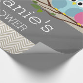 Kute Owl op Branch Baby Girl of Boy Shower Cadeaupapier (Hoek)