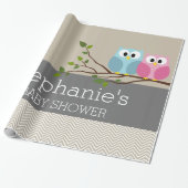 Kute Owl op Branch Baby Girl of Boy Shower Cadeaupapier (Uitgerold)