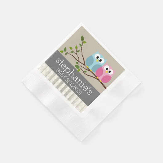 Kute Owl op Branch Baby Girl of Boy Shower Servet (Hoek)