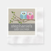 Kute Owl op Branch Baby Girl of Boy Shower Servet (Voorkant)