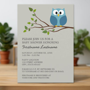 Kute Owl op Branch Baby Shower Kaart