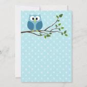 Kute Owl op Branch Light Blue Baby Shower Kaart (Achterkant)