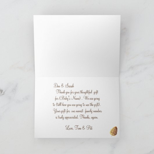 Kute Owl op een Tak Dank u Nota's Bedankkaart (Binnen)