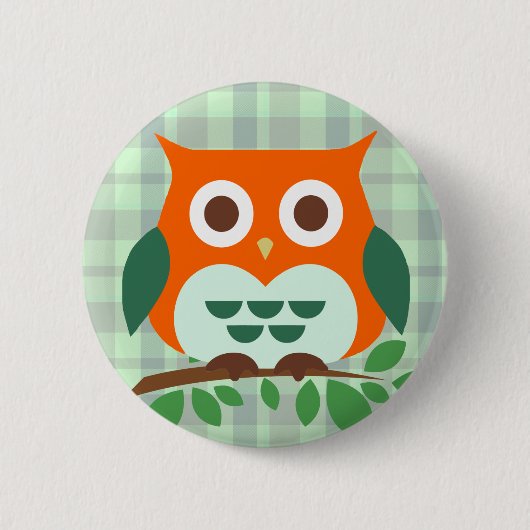 Kute Owl op een Tak Ronde Button 5,7 Cm (Voorkant)
