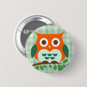 Kute Owl op een Tak Ronde Button 5,7 Cm (Voorkant /achterkant)