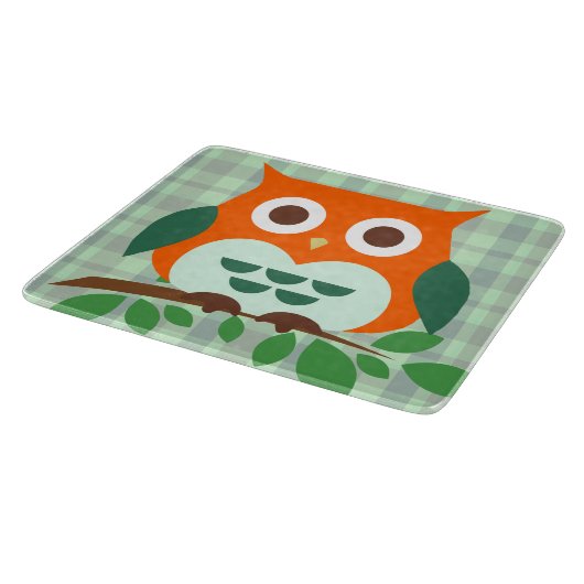 Kute Owl op een Tak Snijplank (Hoek)