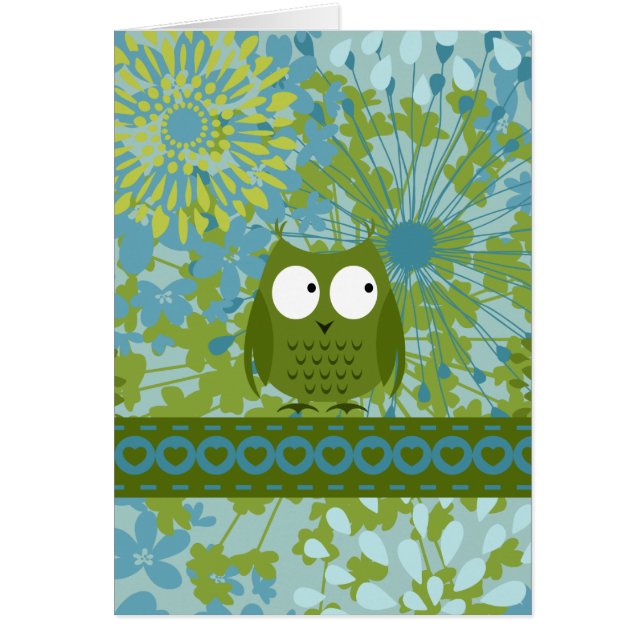 Kute Owl op hartlint met Floral Pattern (Voorkant)
