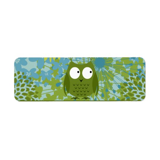 Kute Owl op hartlint met Floral Pattern Etiket (Voorkant)