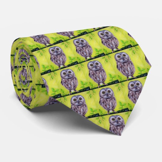 Kute Owl Painting Stropdas (Opgerold)