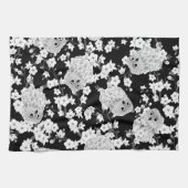 Kute Owl Pattern Black and White Theedoek (Horizontaal)