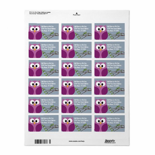 Kute Owl - Return Address Labels (Full Sheet)