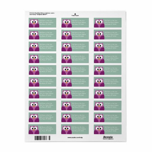 Kute Owl - Return Address Labels (Full Sheet)