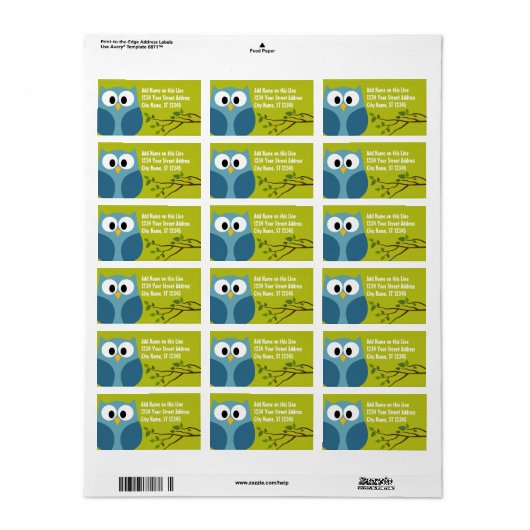 Kute Owl - Return Address Labels (Full Sheet)
