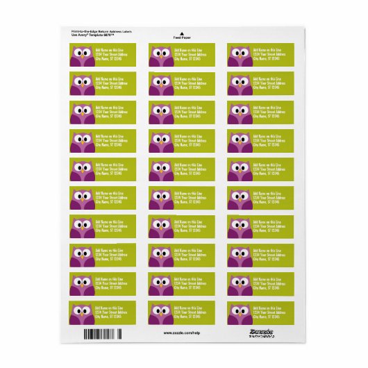 Kute Owl - Return Address Labels (Full Sheet)
