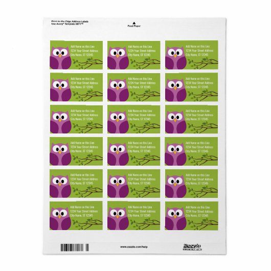 Kute Owl - Return Address Labels (Full Sheet)