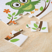 Kute owl thema, met hartvormig naambord legpuzzel (Zijkant)