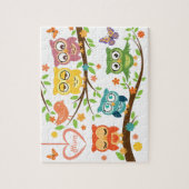 Kute owl thema, met hartvormig naambord legpuzzel (Verticaal)