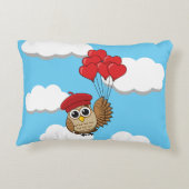 Kute Owl vliegen met hartballonnen Accent Kussen (Achterkant)