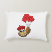 Kute Owl vliegen met hartballonnen Accent Kussen (Achterkant)