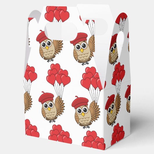 Kute Owl vliegen met hartballonnen Bedankdoosjes (Geopend)