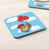 Kute Owl vliegen met hartballonnen Bier Onderzetter (Linkerzijde)