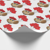 Kute Owl vliegen met hartballonnen Cadeaupapier (Hoek)