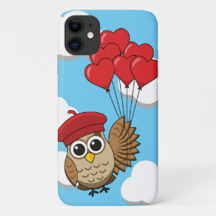 Kute Owl vliegen met hartballonnen Case-Mate iPhone Case