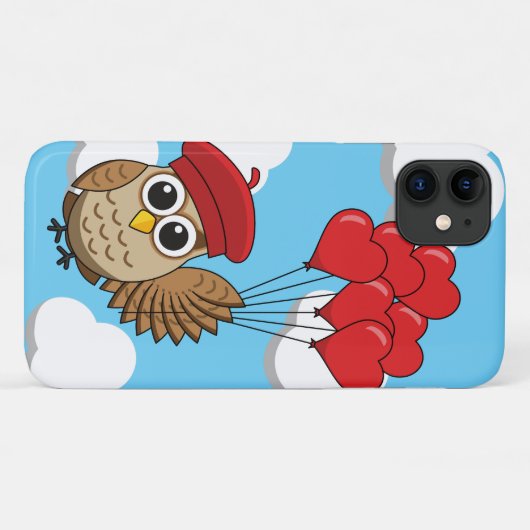 Kute Owl vliegen met hartballonnen Case-Mate iPhone Case (Achterkant (horizontaal))