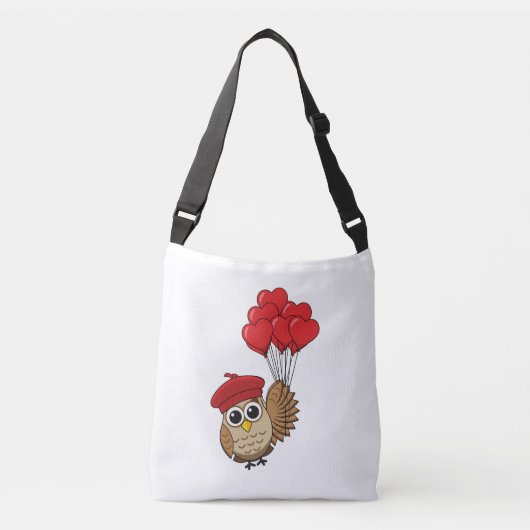Kute Owl vliegen met hartballonnen Crossbody Tas (Voorkant)
