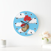 Kute Owl vliegen met hartballonnen Grote Klok (Huis)