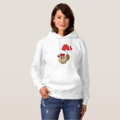 Kute Owl vliegen met hartballonnen Hoodie (Voorkant volledig)