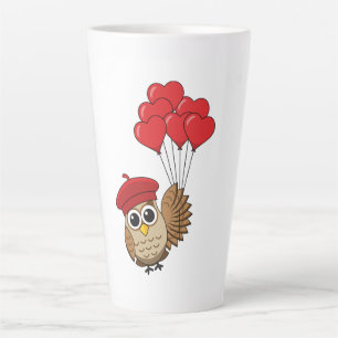 Kute Owl vliegen met hartballonnen Latte Mok