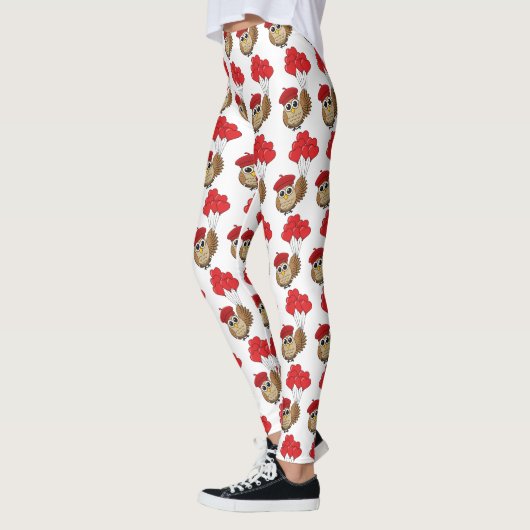 Kute Owl vliegen met hartballonnen Leggings (Links)