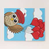 Kute Owl vliegen met hartballonnen Legpuzzel (Horizontaal)