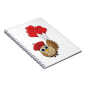 Kute Owl vliegen met hartballonnen Notitieboek (Rechterzijde)
