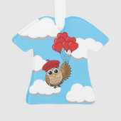 Kute Owl vliegen met hartballonnen Ornament (achterkant)