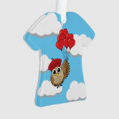 Kute Owl vliegen met hartballonnen Ornament (voorkant)