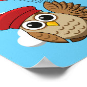 Kute Owl vliegen met hartballonnen Poster (Hoek)