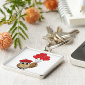 Kute Owl vliegen met hartballonnen Sleutelhanger (Zijkant)