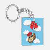 Kute Owl vliegen met hartballonnen Sleutelhanger (Voorkant Links)