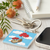 Kute Owl vliegen met hartballonnen Sleutelhanger (Voorkant Rechts)