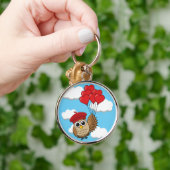 Kute Owl vliegen met hartballonnen Sleutelhanger (Hand)