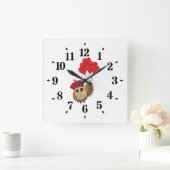 Kute Owl vliegen met hartballonnen Vierkante Klok (Huis)