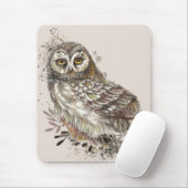 Kute Owl, Waterverf Bird Natuur Notepad Muismat (Met muis)