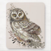 Kute Owl, Waterverf Bird Natuur Notepad Muismat (Voorkant)