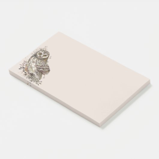 Kute Owl, Waterverf Bird Natuur Notepad Post-it® Notes (Schuin)