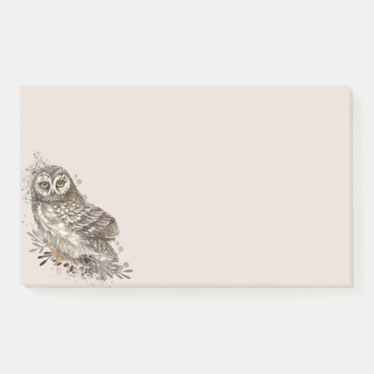 Kute Owl, Waterverf Bird Natuur Notepad Post-it® Notes (Voorkant)